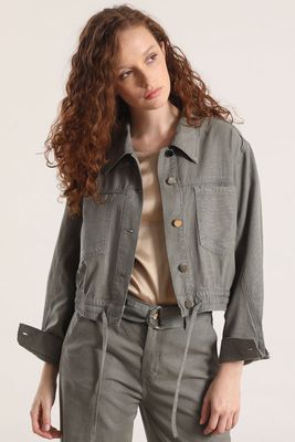 Cazadora lino liola mujer militar