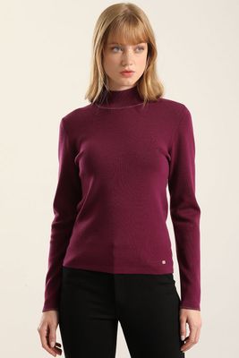 Imagen 1 del producto Jersey punto, rivete metalizado, ciruela Liola