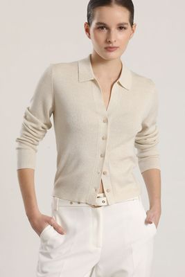 Cardigan tejido lurex liola mujer beige