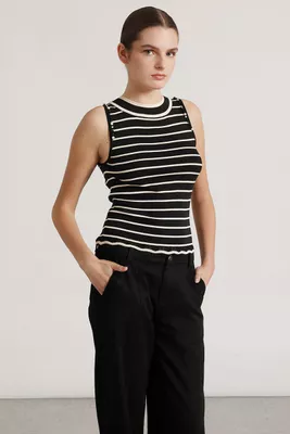 Top tejido punto, aplicacion joya mujer Liola negro