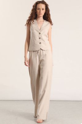 Imagen 2 del producto Chaleco sastre rayas liola mujer beige