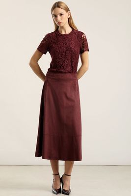 Imagen 2 del producto Falda larga, suede, burdeo Liola