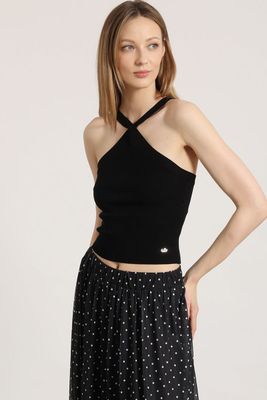 Top halter tejido Liola mujer negro