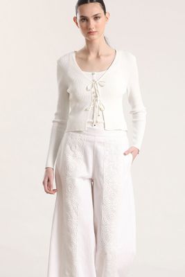 Imagen 2 del producto Pantalón ancho lino mujer Liola crudo