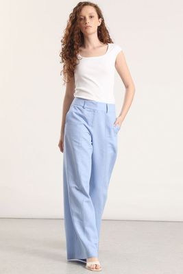 Imagen 2 del producto Pantalón palazzo lino liola mujer celeste