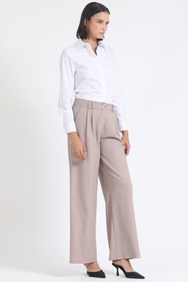 Imagen 2 del producto Pantalon Ancho Tiro Alto Con Pinzas, Beige Liola