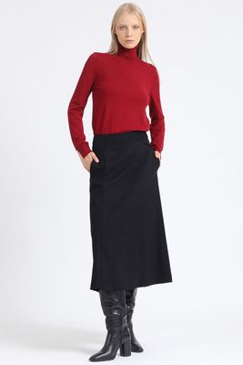 Falda Midi Evase, Negro Liola