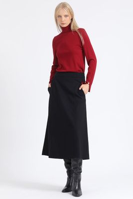 Imagen 2 del producto Falda Midi Evase, Negro Liola