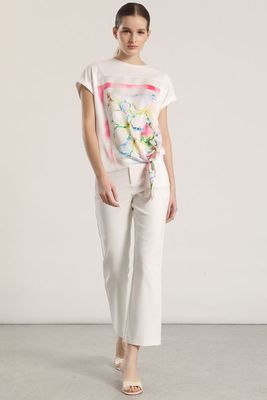 Imagen 2 del producto Polera satin estampada con amarra liola mujer crudo