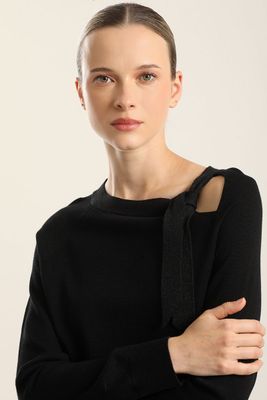 Imagen 2 del producto Jersey punto, lazada hilo metalizado, negro Liola