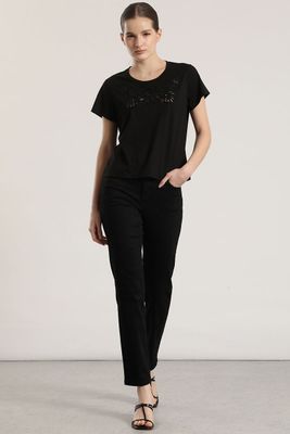 Imagen 2 del producto Polera con bordados liola mujer negro