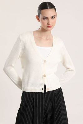 Cardigan con hilo metalizado liola mujer crudo