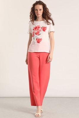 Imagen 2 del producto Polera satín estampado flor liola mujer crudo