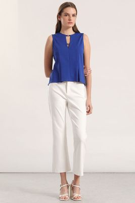 Top aplicación metálica liola mujer azulino