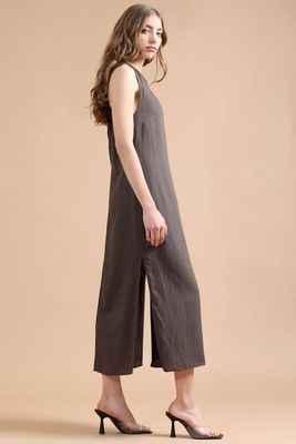 Imagen 2 del producto Vestido Midi Lino Lyocell, Cruce Espalda, Chocolate Liola