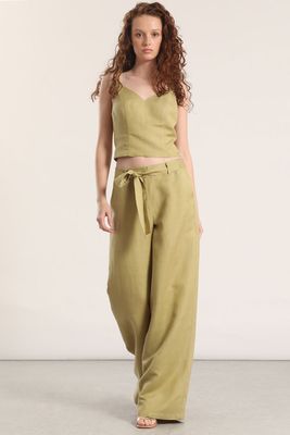 Imagen 2 del producto Top crop lino liola mujer verde