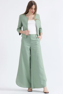 Imagen 2 del producto Chaqueta Entallada Lino Algodón, Verde Liola