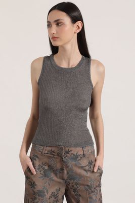 Polera punto hilo metalizado Liola mujer gris