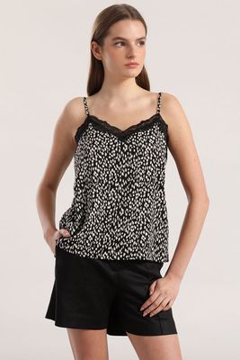 Top lencero estampado negro liola mujer