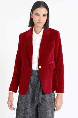 Blazer Entallado Terciopelo, Rojo Liola