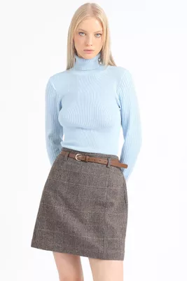 Sweater, Tejido Punto, Boton Decorativo, Celeste Liola