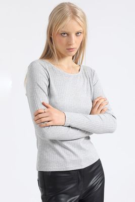 Polera Basica Mix Folia, Gris Liola