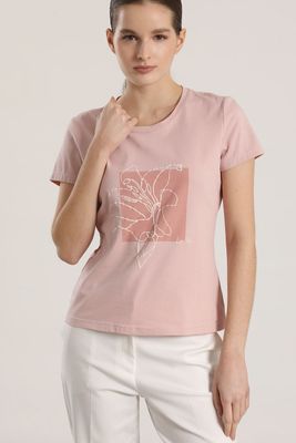 Polera estampado flor liola mujer rosa