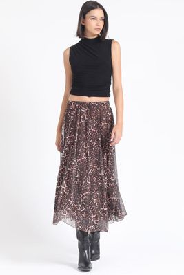 Imagen 2 del producto Falda Larga Malla Estampada Leopardo, Negro Liola