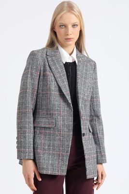 Blazer Entallado Principe De Gales, Negro Liola