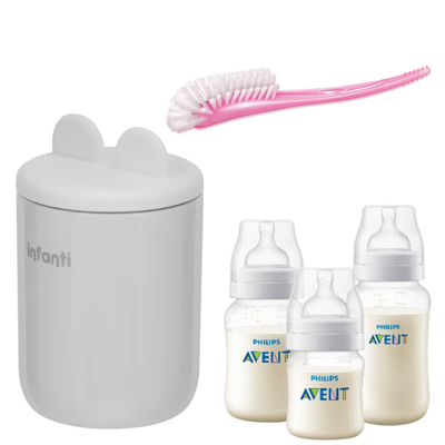 Calentador Infanti + 3 Mamaderas y 1 Cepillo