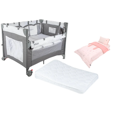 Cuna Colchón Anti-reflujo Playard Always Together Marengo y Set Sabanas