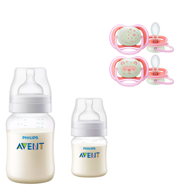 Pack Mamaderas Anticolic 125, 260 ml  + 2 Chupetes 6-18m