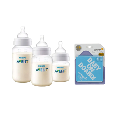 Set mamadera anti-colic 125-260-330 ML + letrero