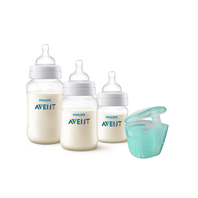 Pack 3 mamaderas Anti Colic más Esterilizador de chupete