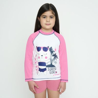 Polera Natación Niña Spoga UV Blanca