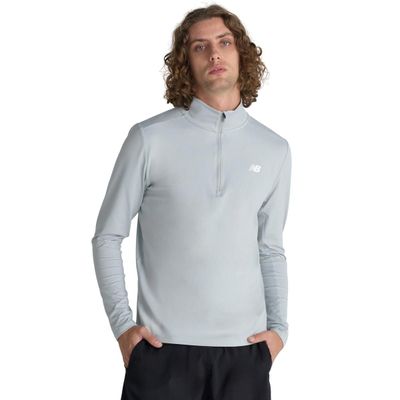 Polerón Running Hombre New Balance Space Dye 1/4 Zip Gris