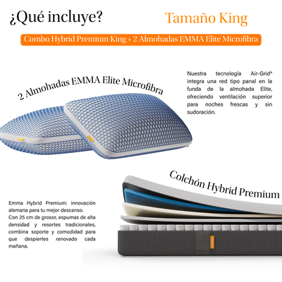 Imagen 2 del producto Combo Hybrid Premium King + 2 Almohadas Elite