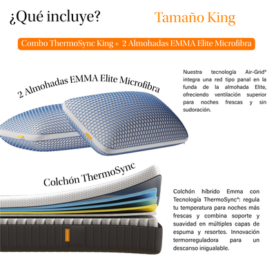 Imagen 2 del producto Combo ThermoSync King + 2 Almohadas Elite