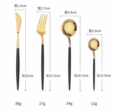 Imagen 2 del producto Set Cubiertos 16 Piezas Dorado y Negro Acero inoxidable