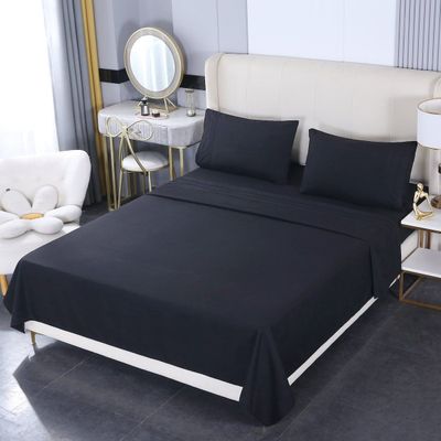 JUEGO DE SÁBANA 2 PLAZAS 500 HILOS ALGODÓN CON POLIÉSTER COLOR NEGRO