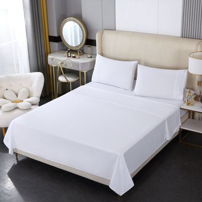 JUEGO DE SÁBANA 2 PLAZAS 500 HILOS ALGODÓN CON POLIÉSTER COLOR BLANCO