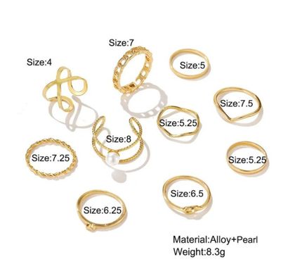 Imagen 2 del producto Set De 10 Anillos Color Dorado