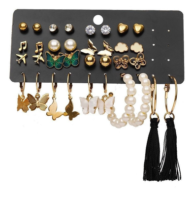 Pack De Aro Oreja Joya Pendiente Estilo Mujer 17 Pares