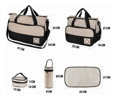 Imagen 2 del producto Set 5 Bolsas Pañaleras Mudador Bebe Viaje Rojo