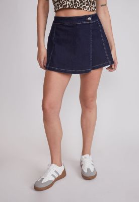 Falda Short Mujer Elasticada Azul Sioux