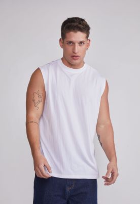 Polera Sin Manga Hombre Oversize Sport Blanco Sioux