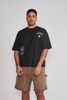 Polera Hombre Oversize Espalda Negro Sioux