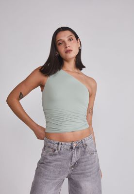Peto Mujer Crop Un Hombro Verde Sioux