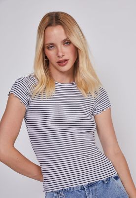 Polera Mujer Listada Rulet Negro Sioux