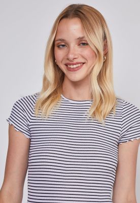 Imagen 2 del producto Polera Mujer Listada Rulet Negro Sioux